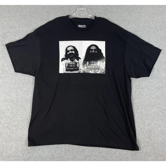 Cheech & Chong T-Shirt Mens 2XL Black Short Sleeve Mug Shot Funny - Picture 1 of 6